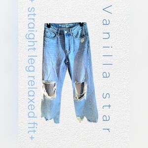 Size 1 vanilla star distressed straight womens jeans